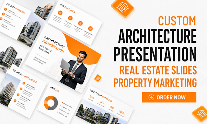 design custom architecture presentation, real estate slides, property marketing