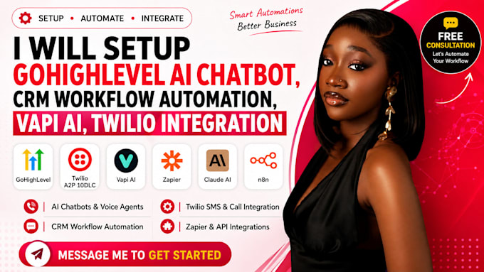 setup gohighlevel ai chatbot CRM workflow automation vapi ai, twilio integration