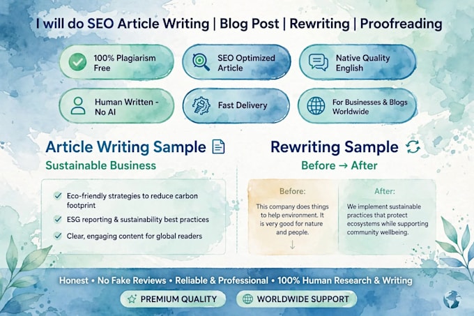 write seo article writing rewriting and proofreading