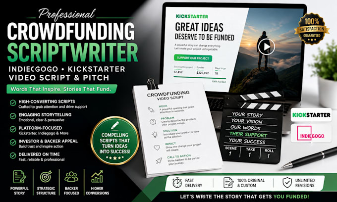 create crowdfunding script indiegogo kickstarter video scriptwriter pitch