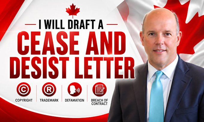 draft a cease and desist letter for copyright, trademark and defamation contract