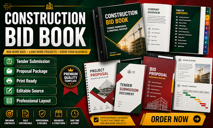 design a construction bid book tender submission and proposal package