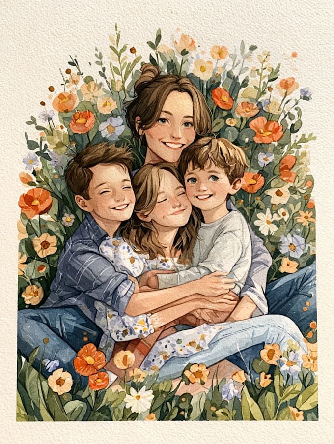 make watercolor family portrait