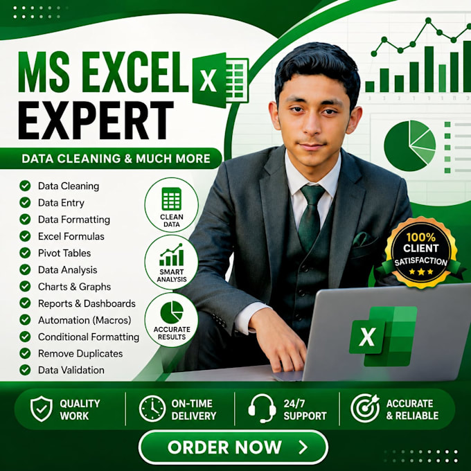 do microsoft excel data entry,data cleaning and formatting