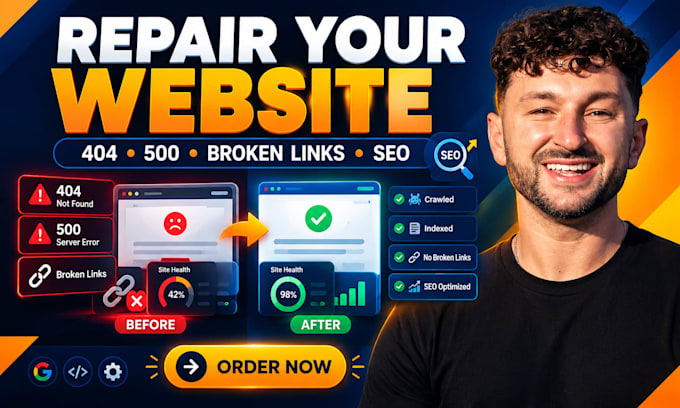 fix http 404, 500 errors, broken links and technical SEO of any website