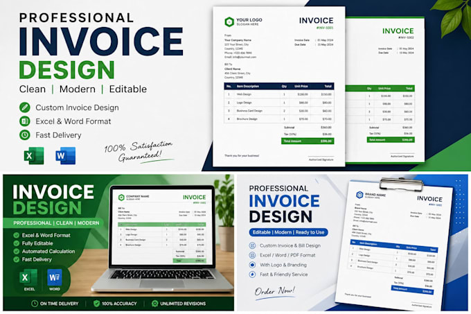 create professional invoice, bill, receipt design