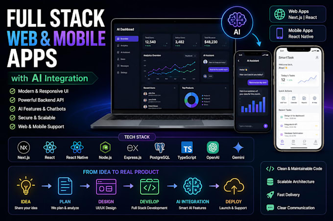full stack web and mobile apps with ai integration