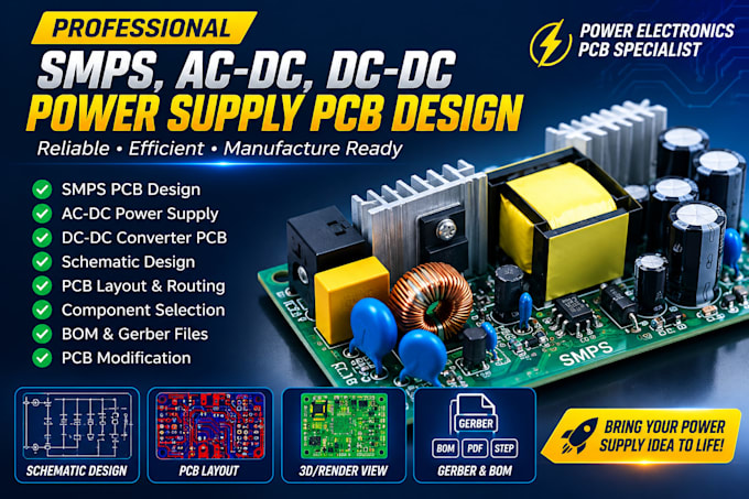 design smps pcb ac dc controller, dc dc power supply board power electronics pcb