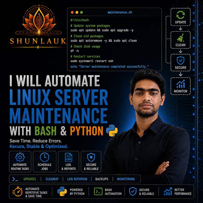 automate linux server maintenance with bash and python