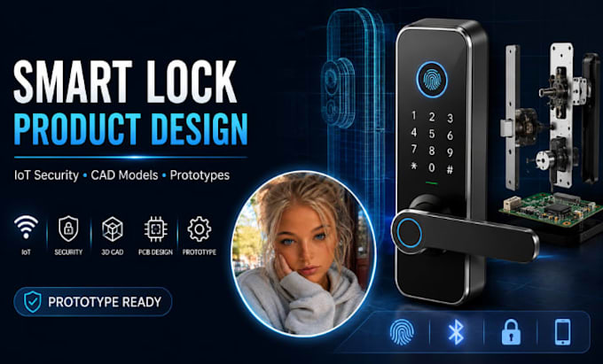 smart lock product design for iot security devices and cad prototype models