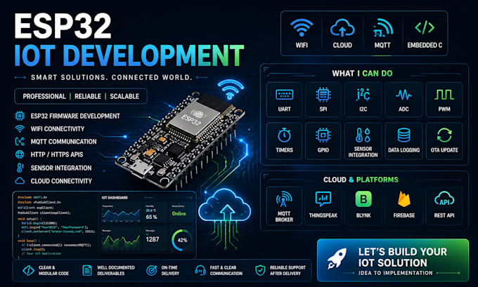 develop esp32 iot projects with wifi and mqtt