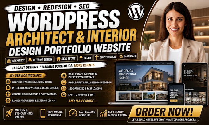 design wordpress real estate interior design decor architect portfolio website