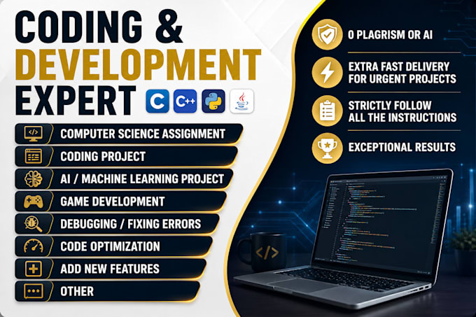do coding cs ai assignment and game development projects in c, cpp, python, java