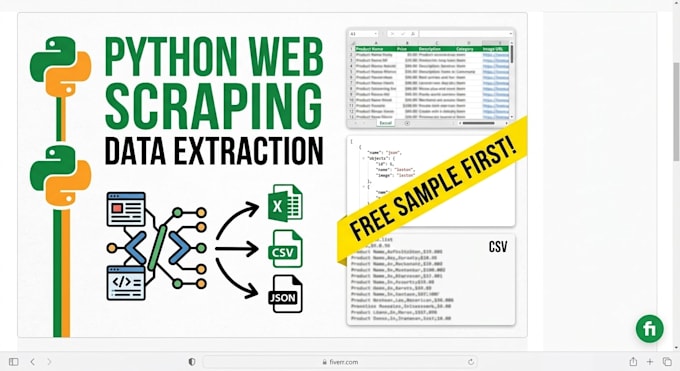 do python web scraping, data extraction, and web crawler for any website