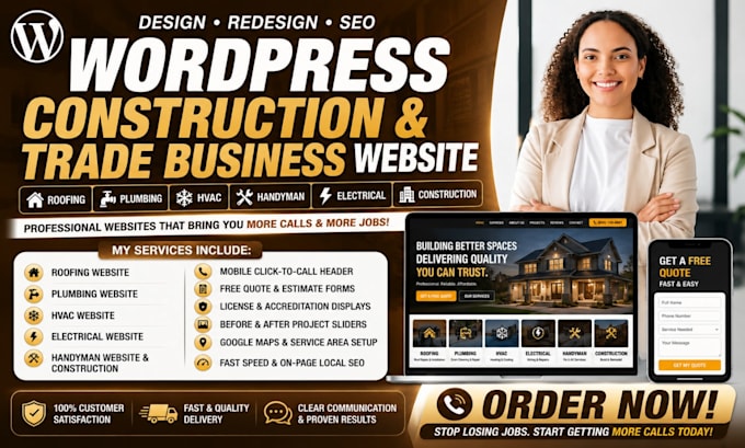 build construction real estate roofing plumbing hvac handyman electrical website