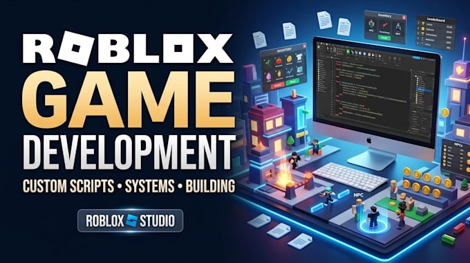 develop your roblox game, script custom systems and build in roblox studio