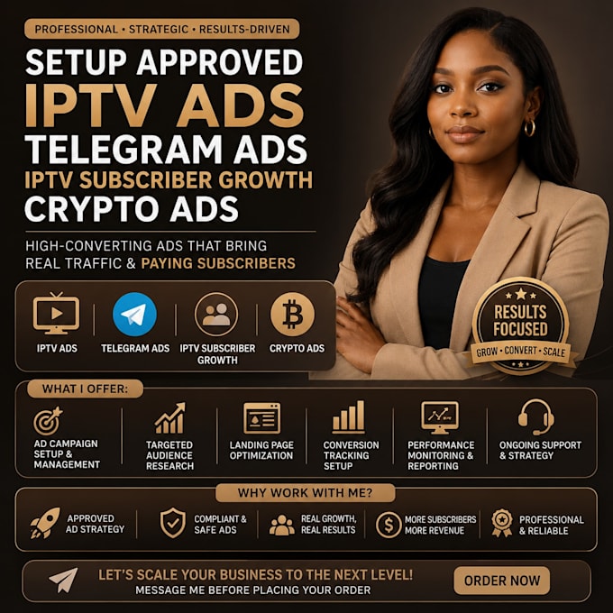 setup approved iptv ads, telegram ads, iptv subscriber growth crypto ads