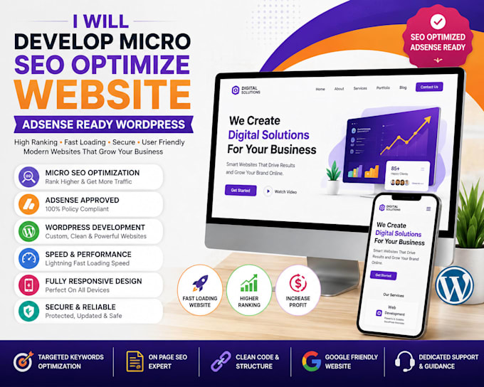 develop micro SEO optomize website adsence wordpress