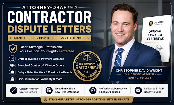 draft an attorney contractor dispute letter and demand