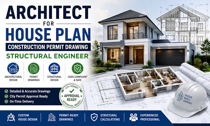 be your architect for house plan construction permit drawing structural engineer