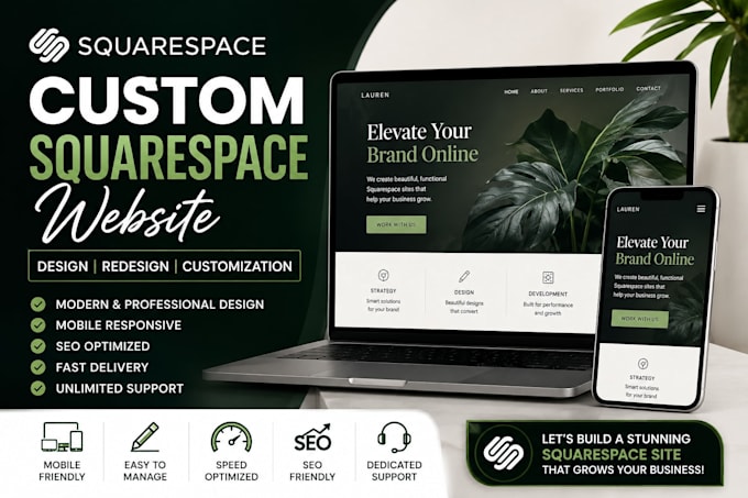 design or redesign a custom squarespace website website development squarespace