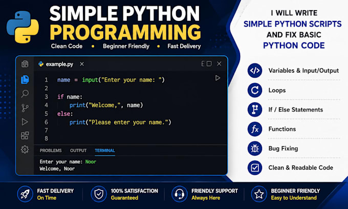 write simple python scripts and fix basic python code