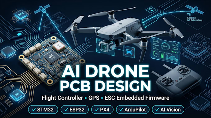 design ai drone pcb, uav flight controller, embedded firmware, gps and esc