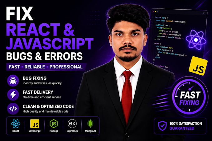 fix javascript react bugs and errors in your web application