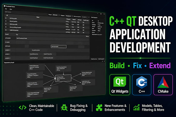 build, fix, or improve your cpp qt desktop application