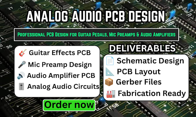 analog audio pcb design for guitar effects,mic preamp,amplifier and audio device
