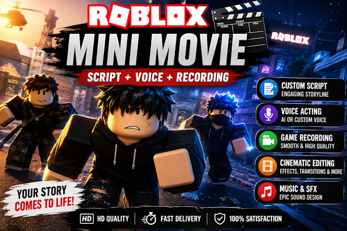 create a roblox mini movie or roleplay with script voice and game recording