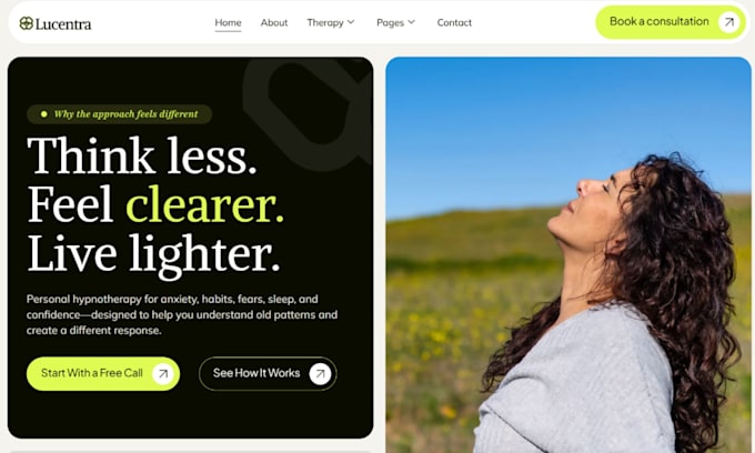 design wix hypnotherapist website hypnotherapy booking therapy website