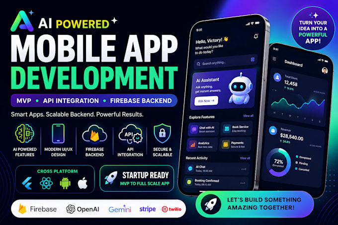 develop ai powered mobile app, mvp, API integration firebase backend