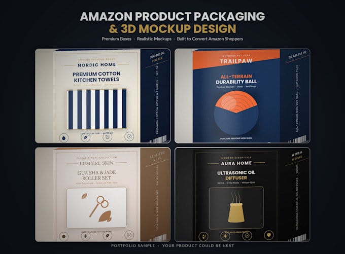 design premium amazon product packaging and 3d mockups