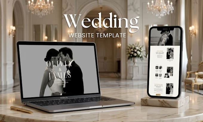 design a luxury editable canva wedding website with rsvp