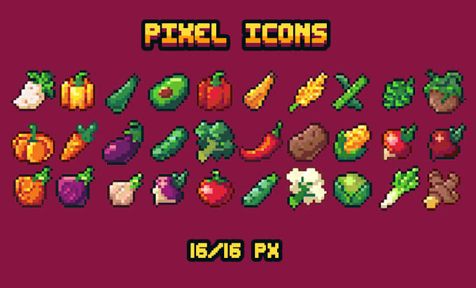 draw 16x16 custom pixel  icons for your game