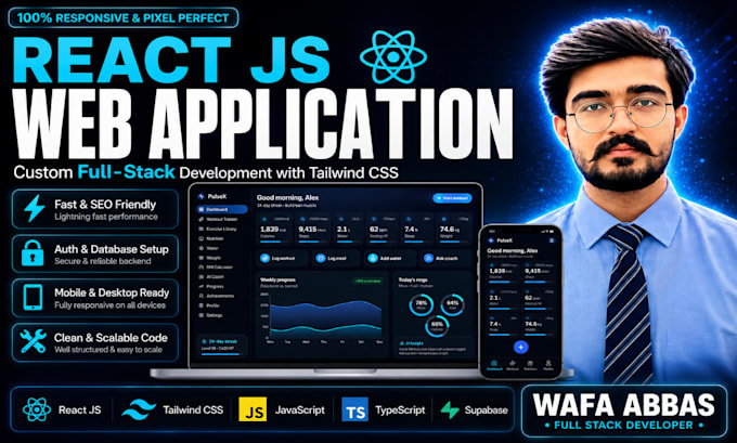 build responsive react js web application with tailwind css