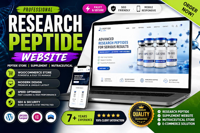 build a research peptide website and woocommerce peptide store