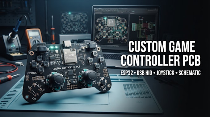 design custom game controller pcb usb hid esp32 joystick circuit board schemat