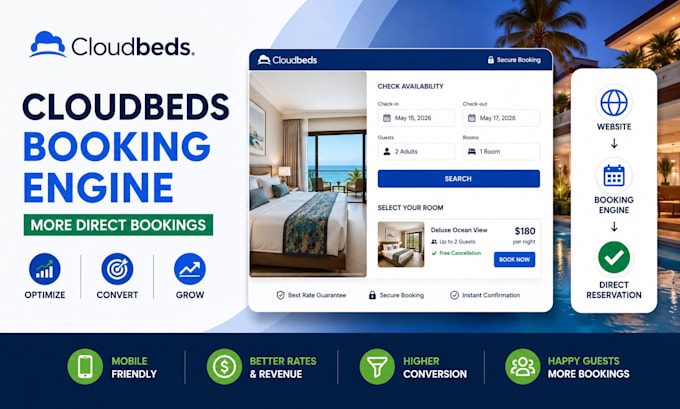 optimize cloudbeds booking engine, cloudbeds website for more direct bookings