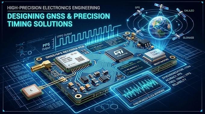design gnss gps pps timing pcb, precision clock sync and  embedded firmware