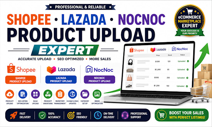 do shopee lazada nocnoc product upload listing optimization and management