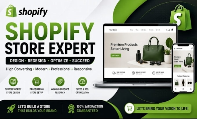 build a premium shopify store design for ecommerce
