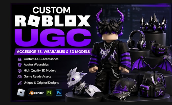 create custom roblox ugc accessories, wearable assets and roblox avatar