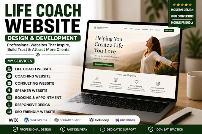design life coach website, coaching website, consulting website, speaker website