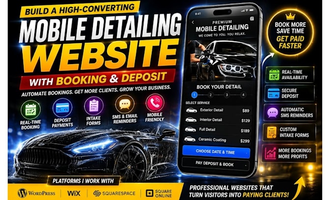 build mobile detailing auto detailing website with real booking workflow deposit
