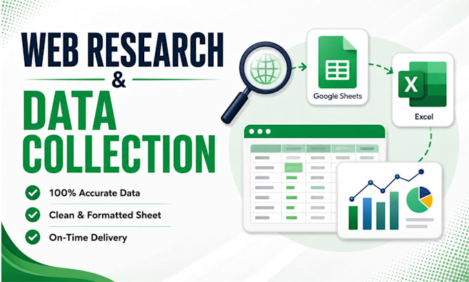 do web research and collect data in excel or google sheets