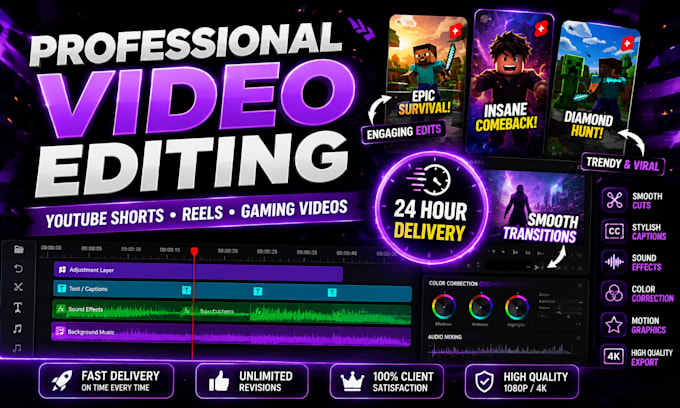 edit engaging youtube shorts, tiktok and instagram reels