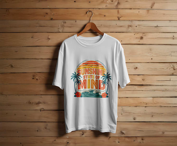 retro beach sunset typography t shirt design