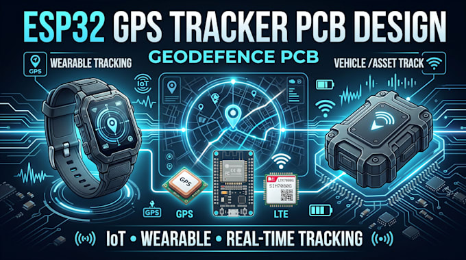 design esp32 gps tracker pcb for iot wearable and tracking systems, geodefense